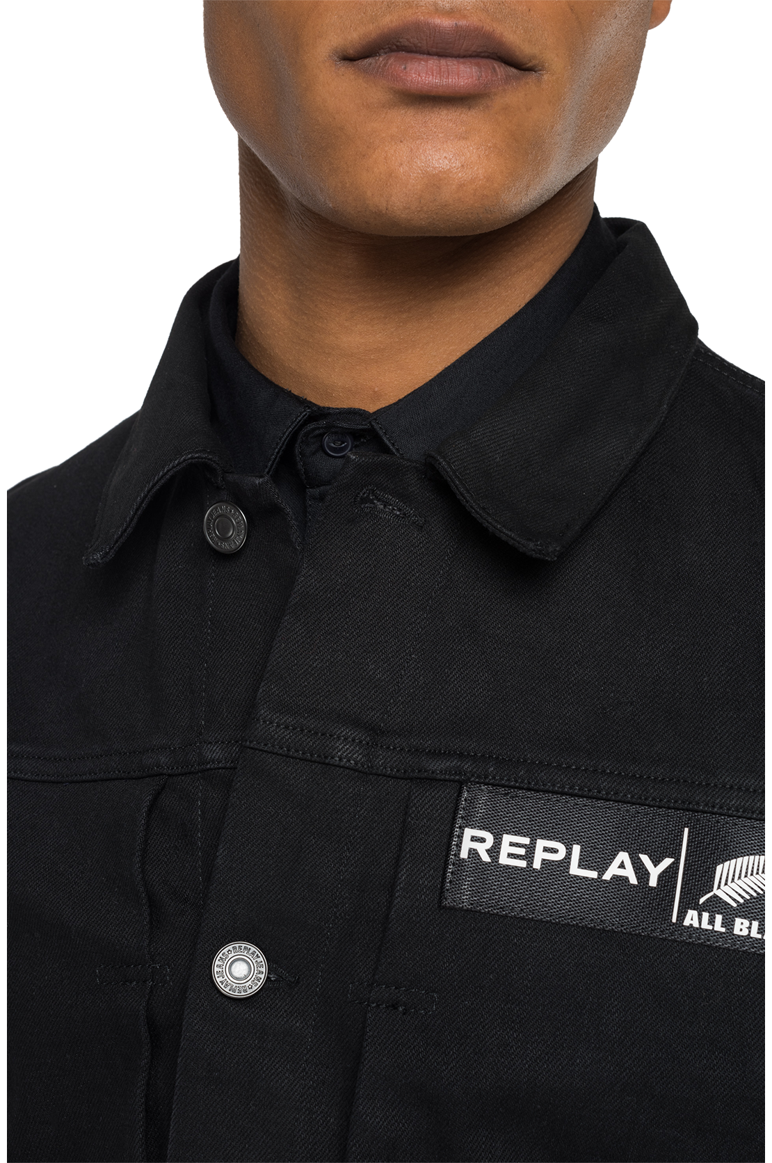 ALL BLACKS &times; REPLAY ブラックデニムジャケット 詳細画像